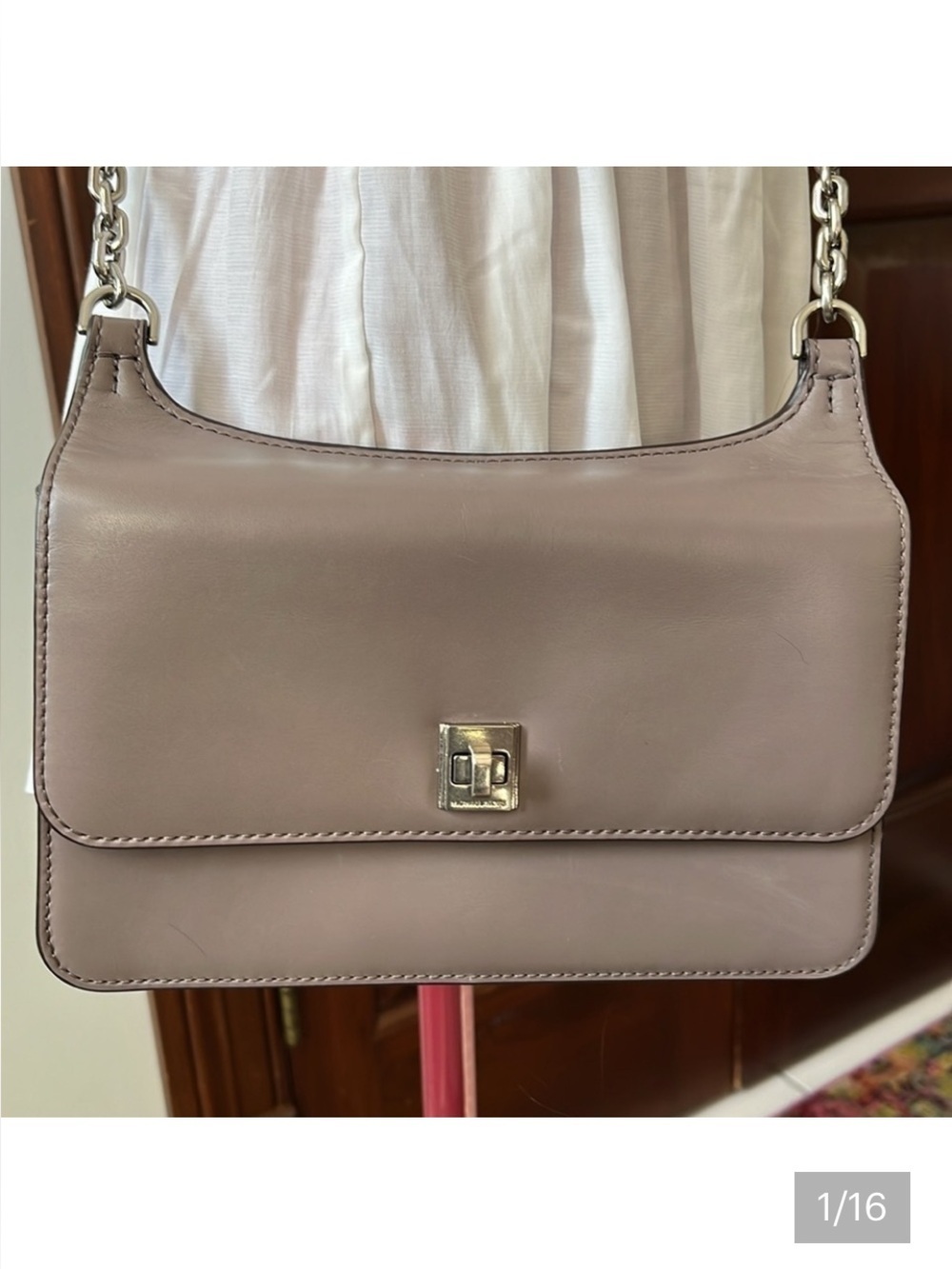 Michael Kors  Vintage  crossbody bag genuine leather Taupe Turn lock front flap